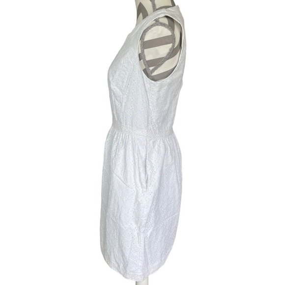 Vineyard Vines White Eyelet Fit & Flare Dress Size 10 $208 Retail Cut Out Back - Picture 4 of 16